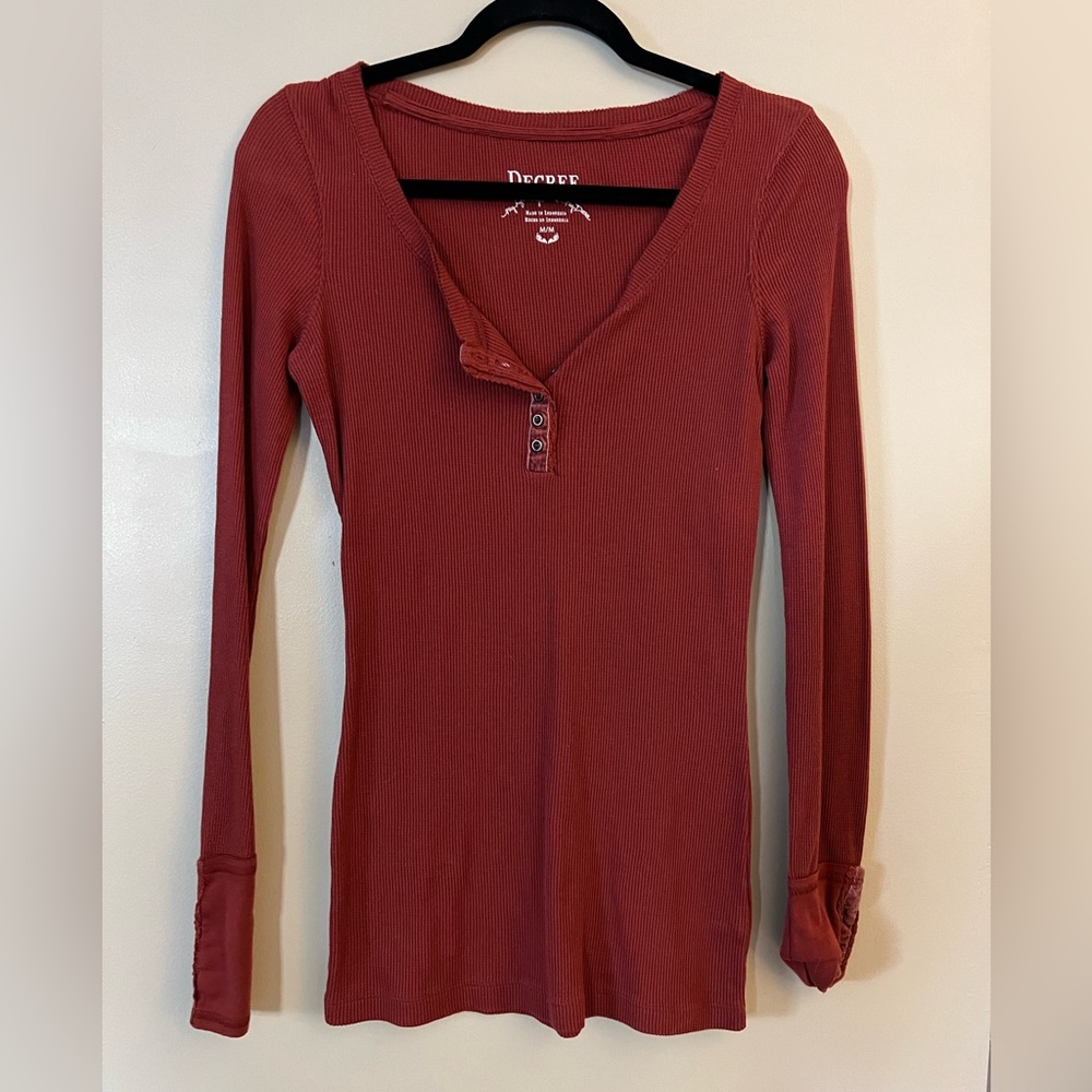 M Decree long sleeve waffle knit orange